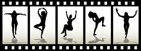  Woman silhouette on film tripのイラスト素材