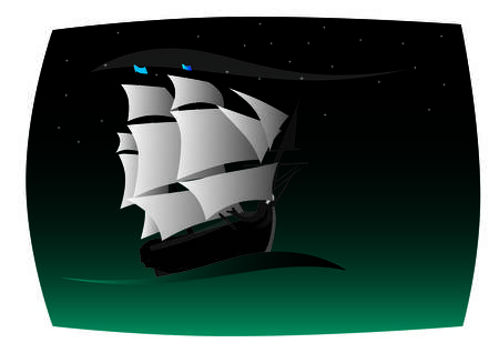 sailing ship at nightのイラスト素材