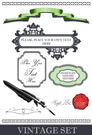 vintage set of design elements のイラスト素材