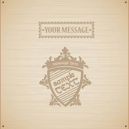 Wooden texture wih heraldic elements のイラスト素材