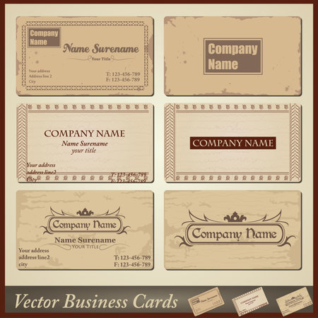 old-style retro vintage business cards - both front and back sideのイラスト素材