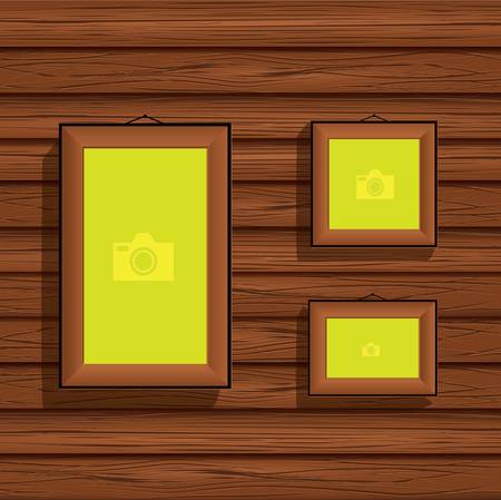 wooden frames for a photo on the background wooden boardsのイラスト素材
