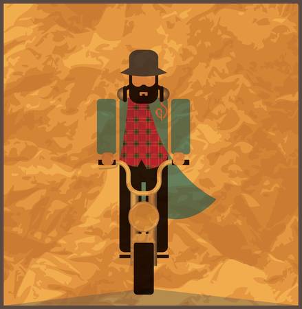 Man riding a motorcycle, vintage posterのイラスト素材