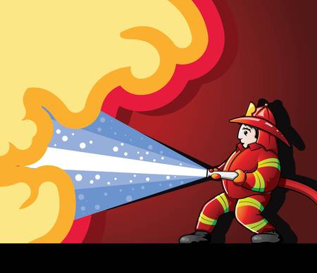 Firefighter Fighting Fireのイラスト素材