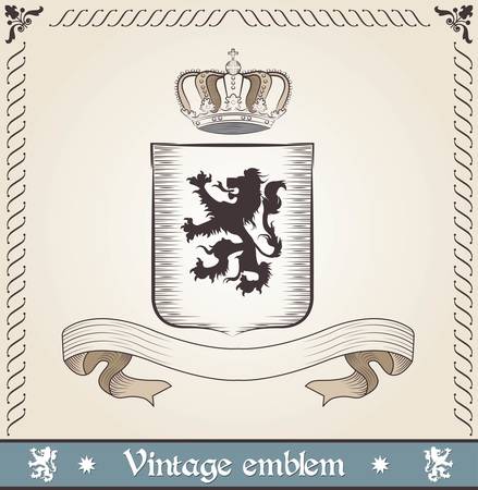 Vintage emblem with lionのイラスト素材