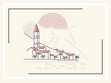 Mediterranean town - minimalistic vector illustrationのイラスト素材