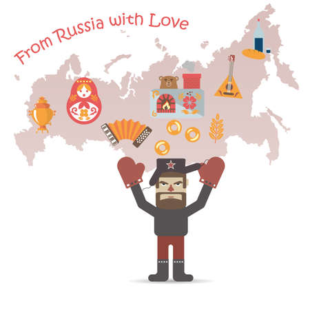 Postcard with the image of Russia and all of its steriotypes EPS8のイラスト素材