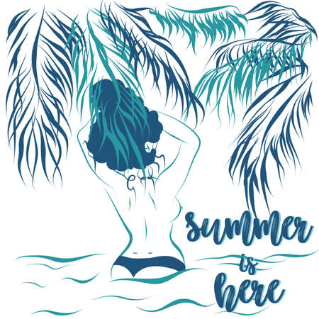 Beautiful young woman tanningのイラスト素材
