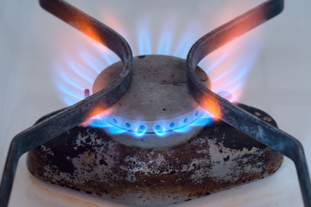 burning gas flame of a gas stove 