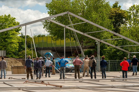 erecting a large pavilion