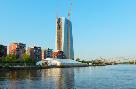 FRANKFURT, HESSEN, GERMANY-JULY 8, 2013: new ecb building under construction