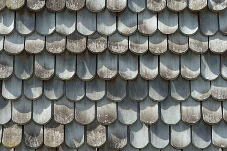 wooden shingles on a roofの写真素材