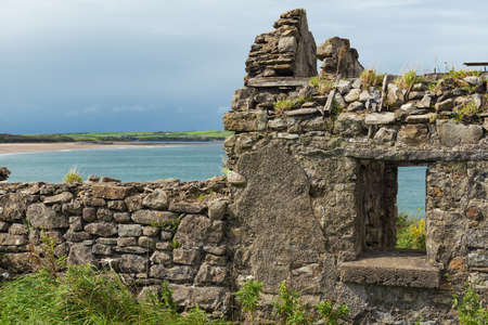 ruin of a house at the irish coastの写真素材