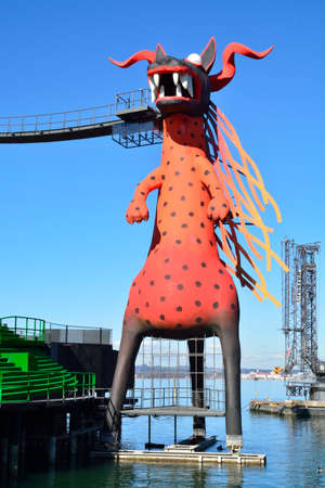 Outdoor stage preparation on Lake Constanceの写真素材