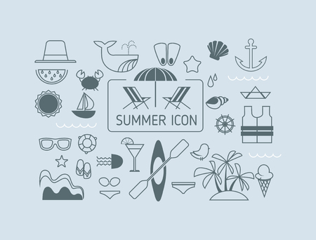 Set of simple summer iconsのイラスト素材
