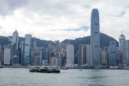 Star Ferry's ferry is seen navigating across the strait to Victoria Harbour of Hong Kong Islandのeditorial素材