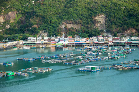 A view of Lamma Island seafood village and port, Hong Kongのeditorial素材