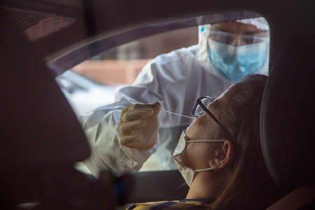 Citizen participates a RTK-Ag swab test for Covid-19 virus in Ipoh, Malaysia.のeditorial素材