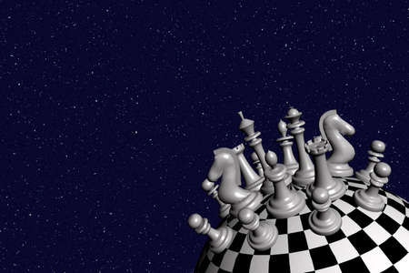 3D image of the chess world (white)  inspired by Little Prince by Antoine De Saint-Exuperyの写真素材