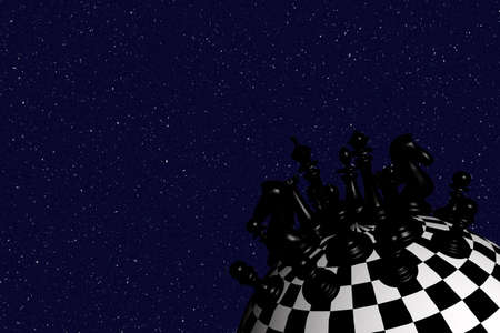 3D image of the chess world (black)  inspired by Little Prince by Antoine De Saint-Exuperyの写真素材