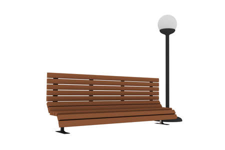 3D render of a bench and a street lightの写真素材