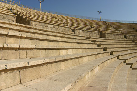Sits of the ancient Roman theater in Caesarea, Israel