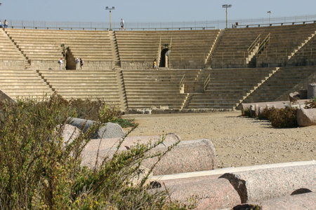 Sits of the ancient Roman theater in Caesarea, Israelの写真素材