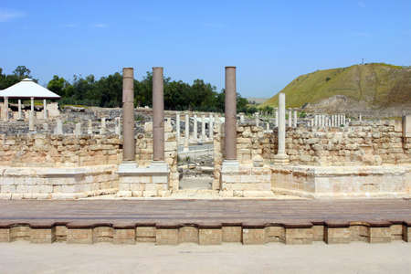 Remains of the Ancient Roman theater in Caesarea, Israelの写真素材