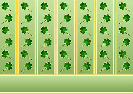 St. Patrick's wallpaper with shamrocks and golden stripesのイラスト素材