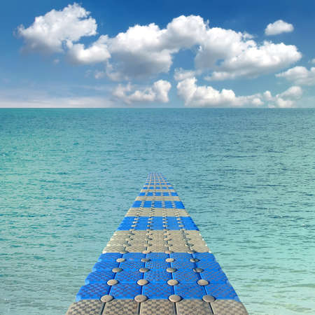 Pontoon bridge in the Red sea.の写真素材