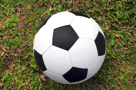 Soccer ball on grass.