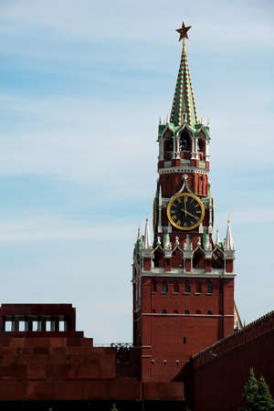 The tower of the Kremlin Mausoleum in the centre of Moscow, Russiaの写真素材