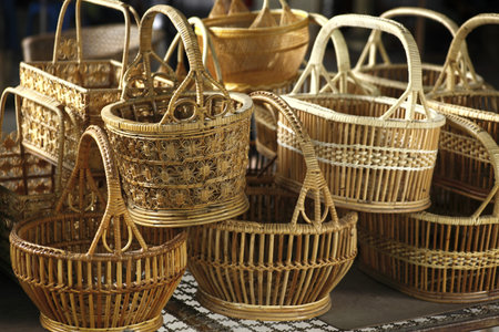 Basket wicker is Thai handmade at Suphanburi near bangkok, Thailand.