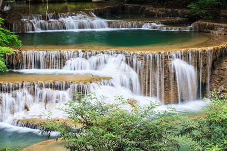 Waterfall in National Park , Kanchanaburi Province , Thailandの写真素材