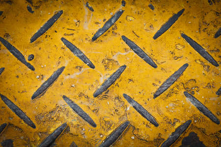 Steel floor plate paint with yellow patternの写真素材