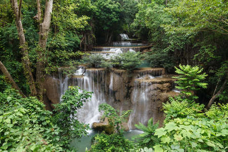 Beautiful Waterfall in Srinakarin Dam National Park , Kanchanaburi Province , Thailandの写真素材