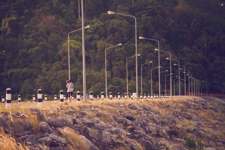 running at nature vintage styleの写真素材