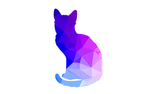 Colorful Polygonal  Cat on White Background