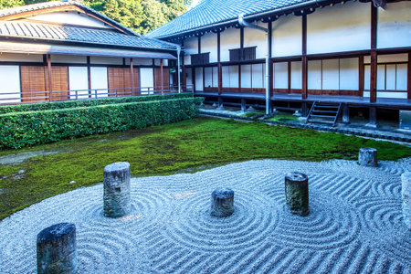 Japanese garden , zen stone and home