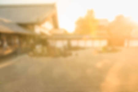 Blurred Old japanese temple with sunlightの写真素材