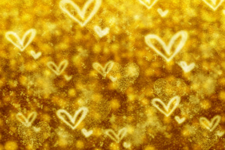 Golden Valentine Background with sparkles and glitter.