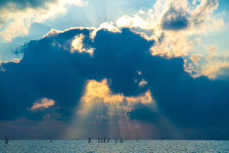 Beautiful sky and sunray  at pakpra.の写真素材