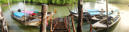 Stair down to Many boats at lake and sunlight
