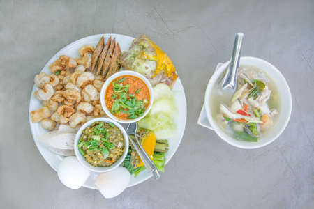 Simple Northern Thai Food and hot soup.の写真素材