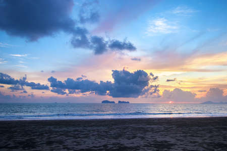 beautiful sky in Sunset  at beach and sea.の写真素材
