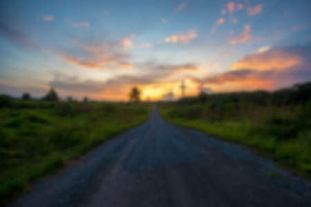 Blurred road to sunset.の写真素材