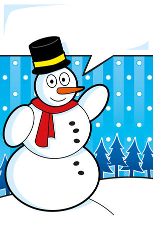 Snowman with speech bubbleのイラスト素材
