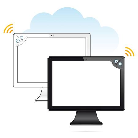 computer screen characters white and blackのイラスト素材