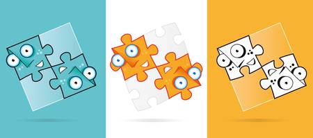 puzzle solution charactersのイラスト素材