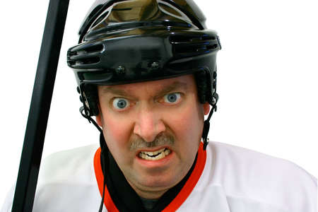 Hockey Player Sitting in the Penalty boxの写真素材